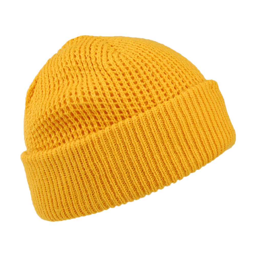 Barts Hats Adas Waffle Knit Cuffed Beanie Hat - Yellow
