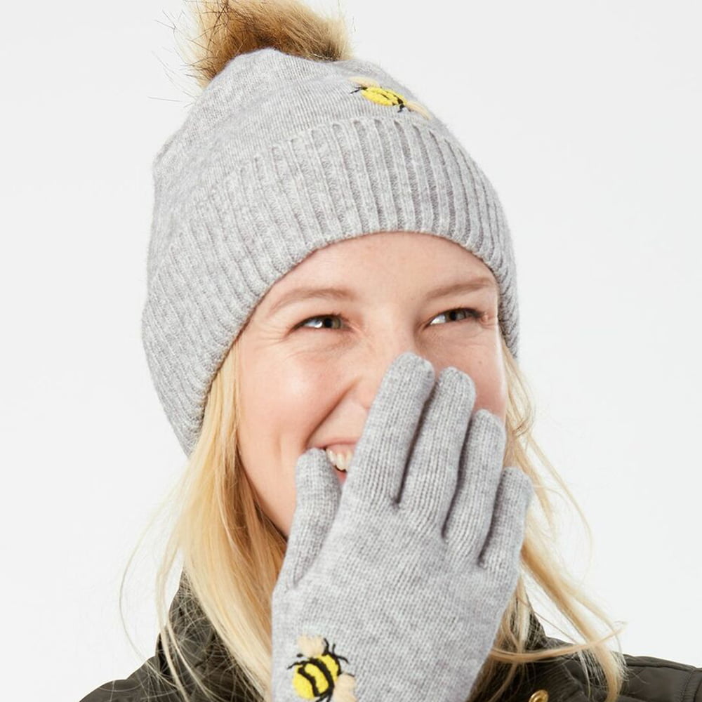 Joules Hats Stafford Bee Bobble Hat - Grey