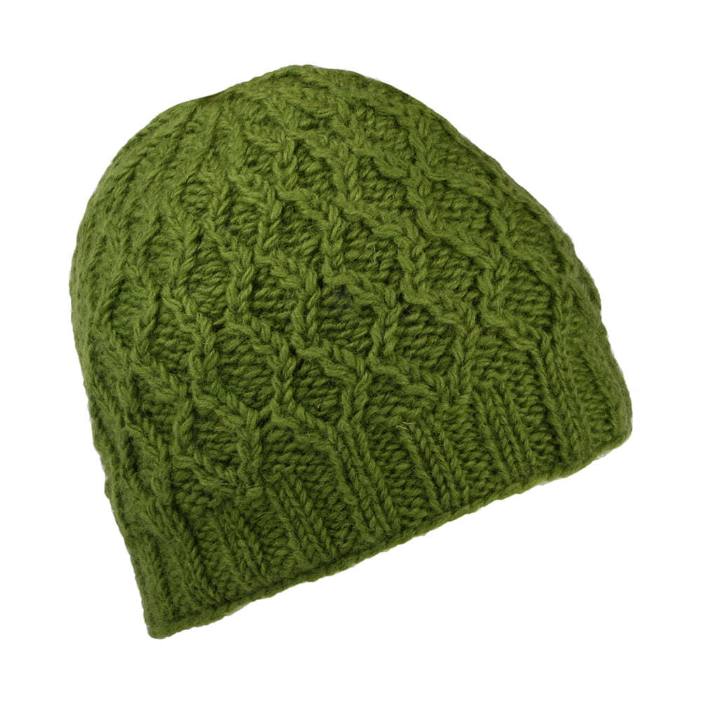 Kusan Brooklyn Cable Knit Beanie Hat - Olive