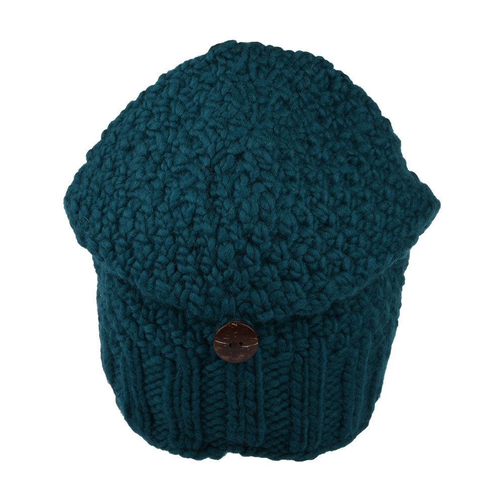 Kusan Button Down Beanie Hat - Teal