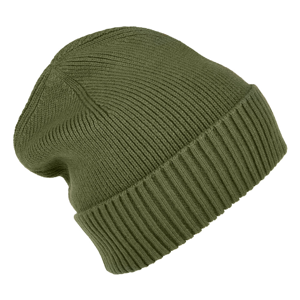 Tommy Hilfiger Hats Pima Essential Flag Cotton Cashmere Beanie Hat - Army Green