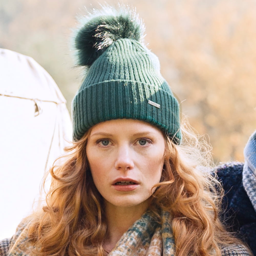 Barts Hats Kenzie Bobble Hat with Faux Fur Pom - Forest