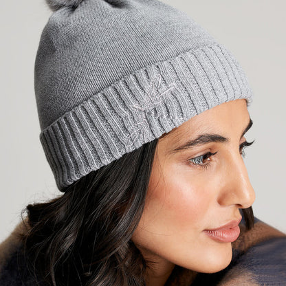 Joules Hats Stafford Dragonfly Bobble Hat - Grey