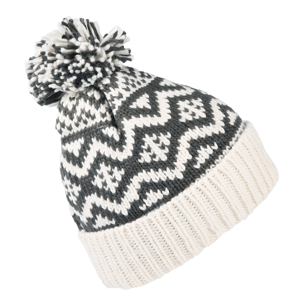 Barbour Hats Fair Isle Bobble Hat - Ivory-Charcoal