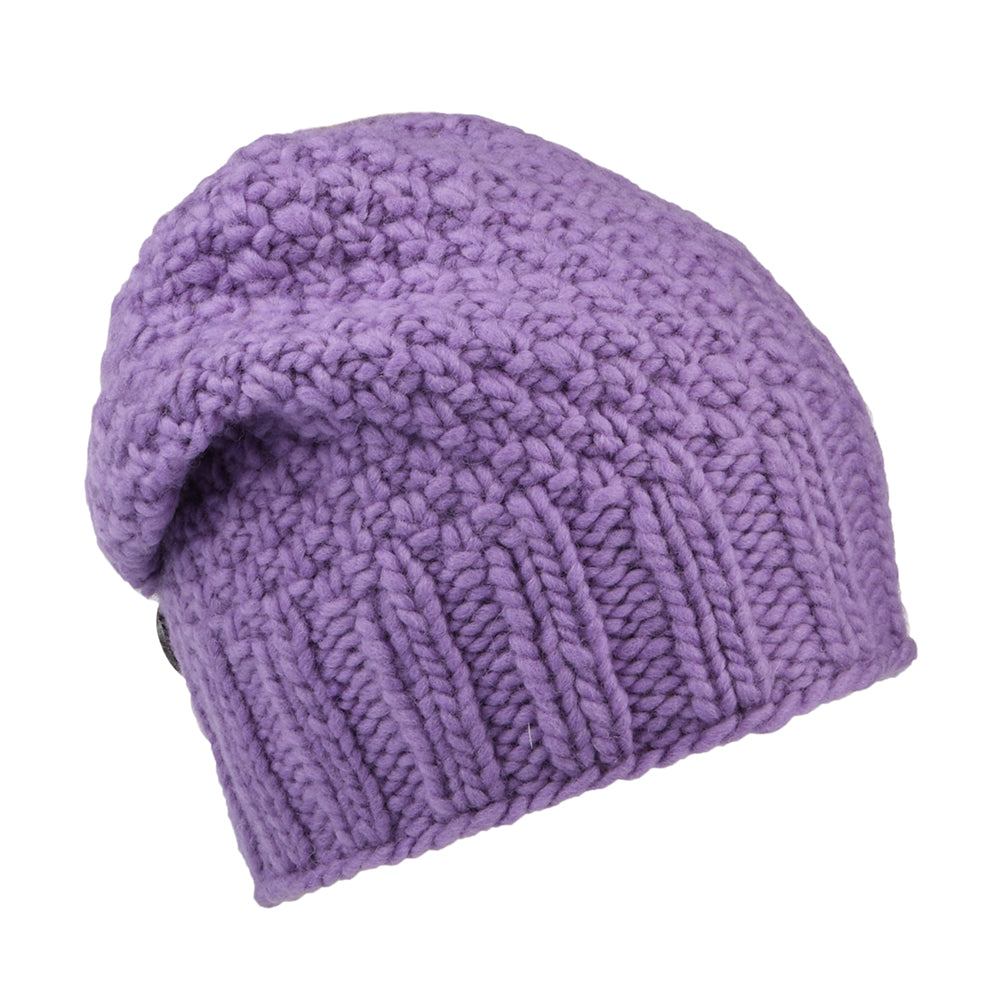 Kusan Button Down Beanie Hat - Lilac