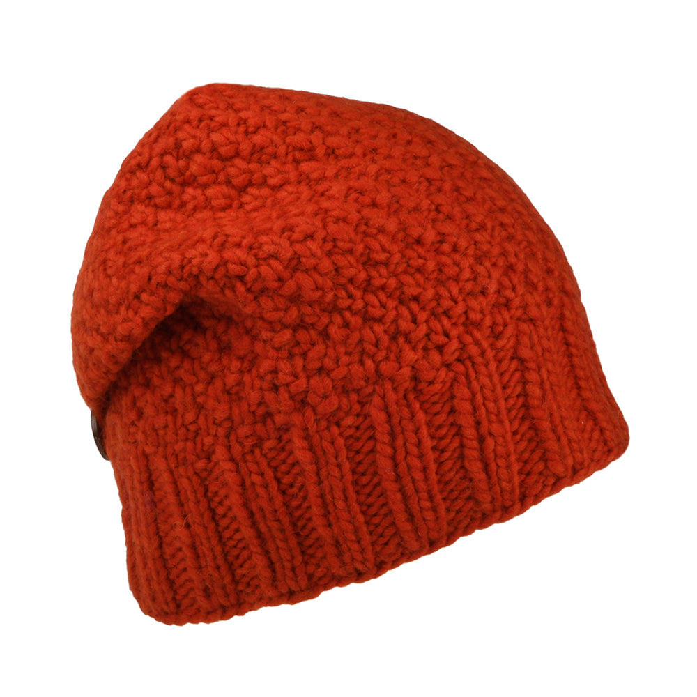 Kusan Button Down Beanie Hat - Burnt Orange