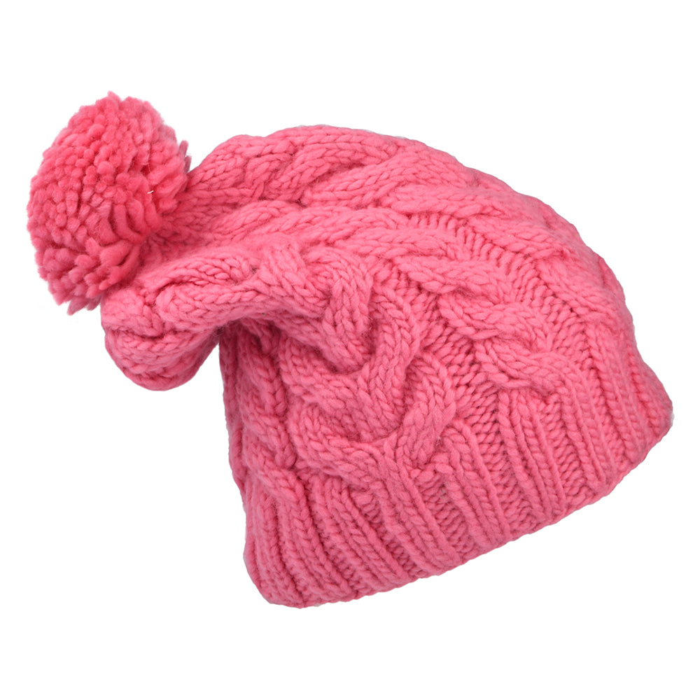 Kusan Oversized Bobble Hat - Bubblegum Pink