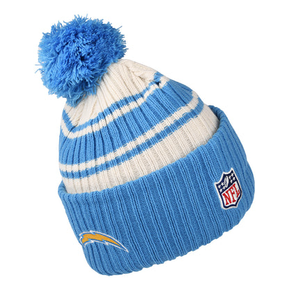 New Era Los Angeles Chargers Bobble Hat - NFL Sideline Sport Knit - Blue-White