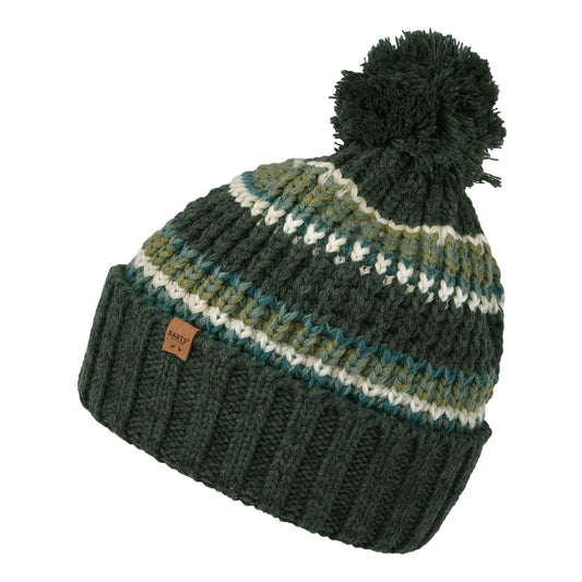 Barts Hats Goser Striped Recycled Bobble Hat - Army Green