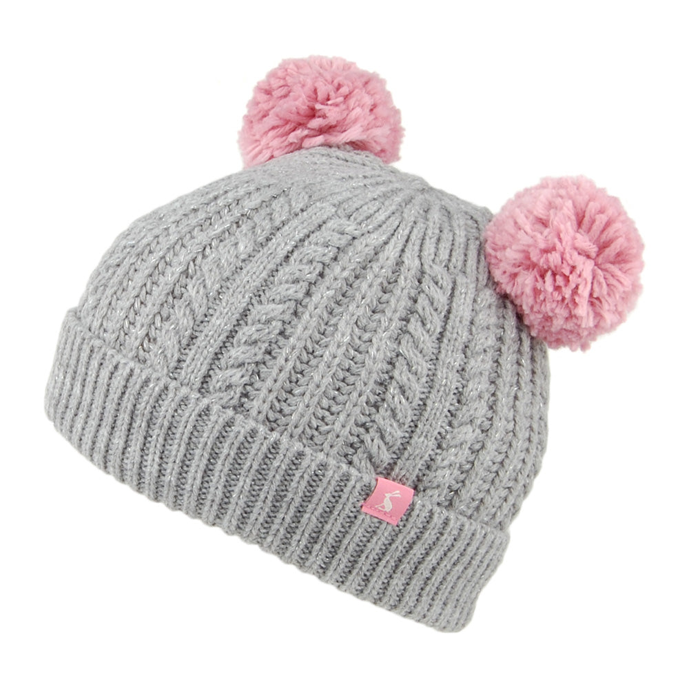 Joules Hats Kids Ailsa Double Pom Bobble Hat - Grey Marl