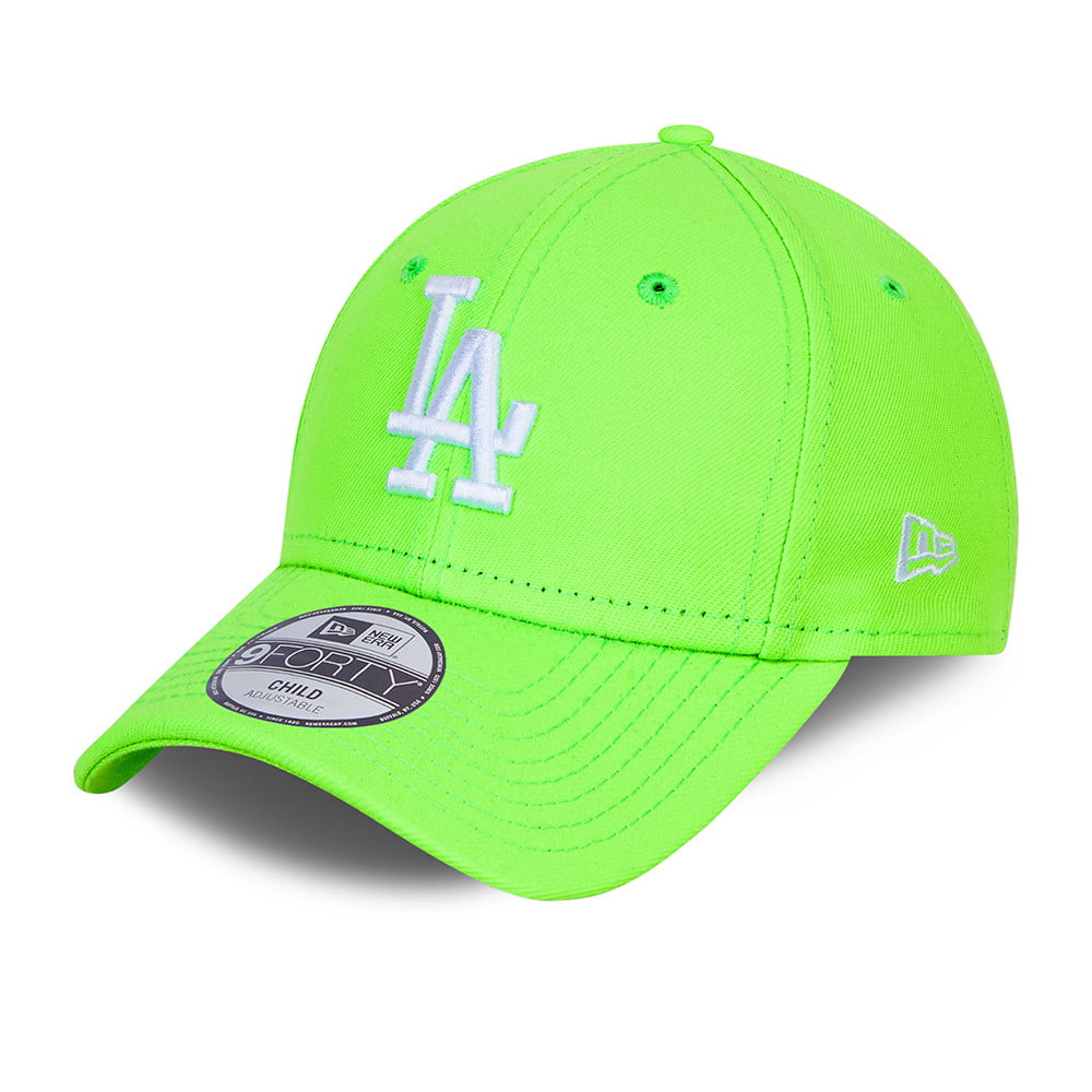 New Era Kids 9FORTY L.A. Dodgers Baseball Cap - MLB Neon Pack - Neon Green-White