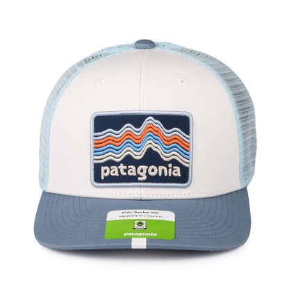 Patagonia Hats Kids Ridge Rise Stripe Organic Cotton Trucker Cap - White-Smoke Blue