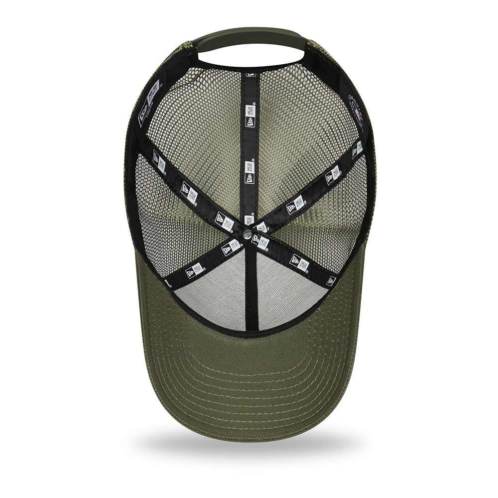 New Era Kids 9FORTY New York Yankees A-Frame Trucker Cap - MLB Tonal Mesh - Olive