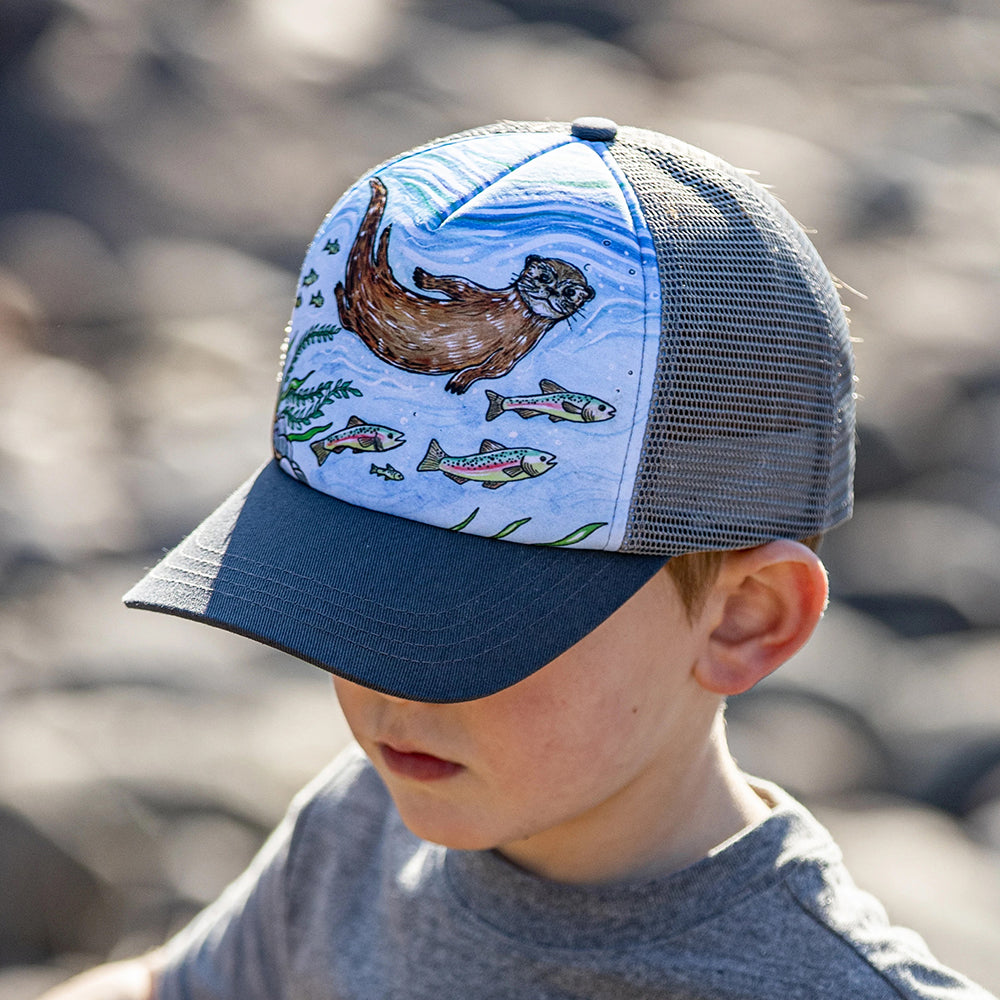 Sunday Afternoons Hats Kids Artist Series River Otter Trucker Cap - Blue-Grey