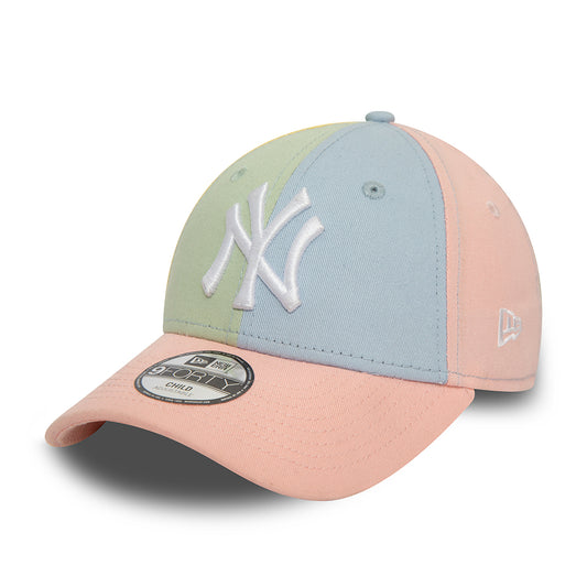 New Era Kids 9FORTY New York Yankees Baseball Cap - MLB Block - Pink-Light Blue-Light Green