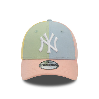 New Era Kids 9FORTY New York Yankees Baseball Cap - MLB Block - Pink-Light Blue-Light Green