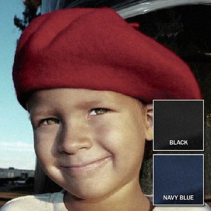 Kids Wool Beret - Navy Blue