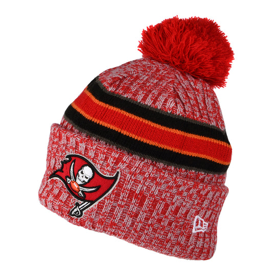 New Era Tampa Bay Buccaneers Bobble Hat - NFL Sideline Sport Knit - Red-Black