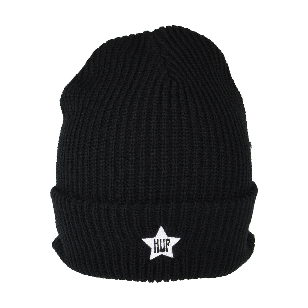 HUF One Star Peaked Beanie Hat - Black