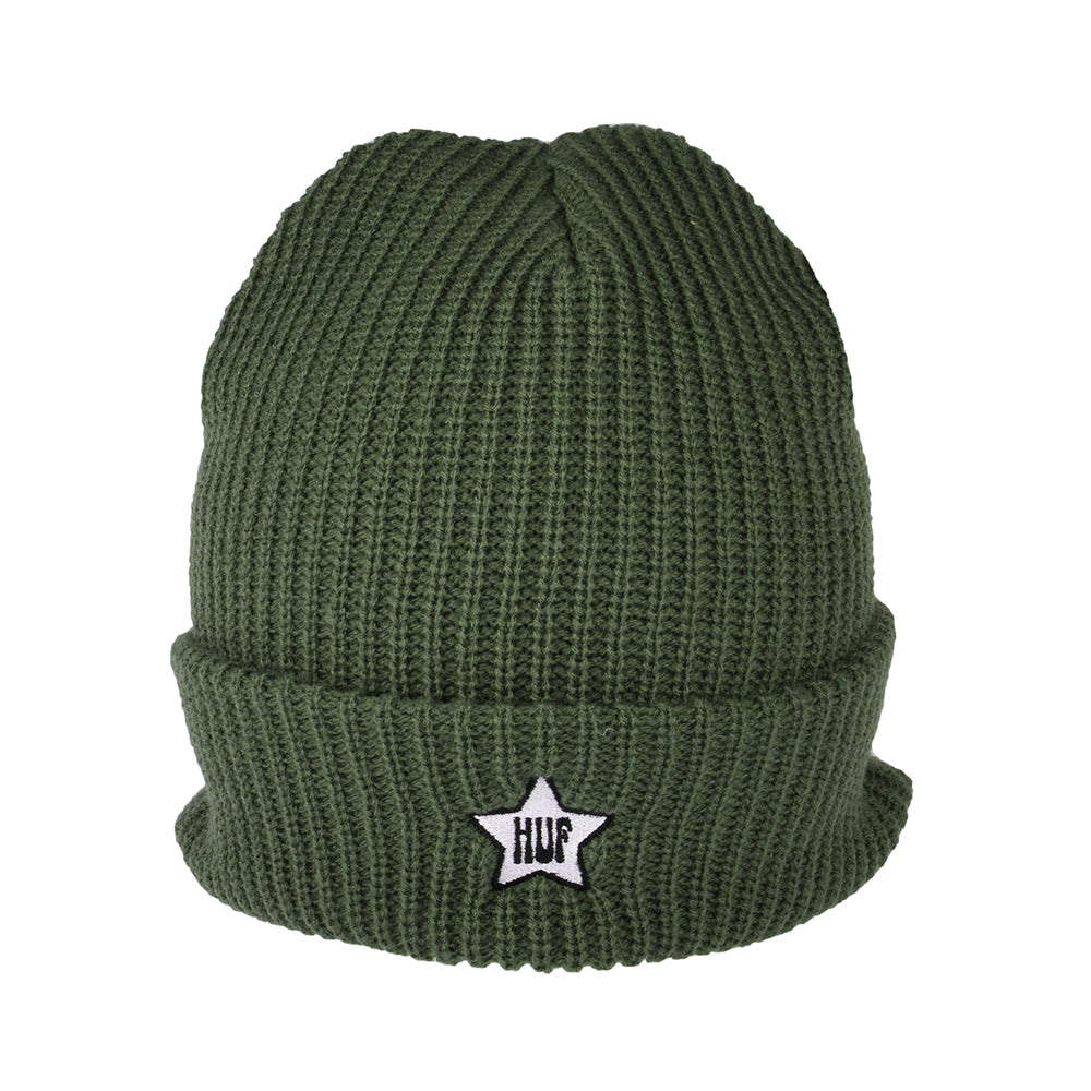 HUF One Star Peaked Beanie Hat - Olive