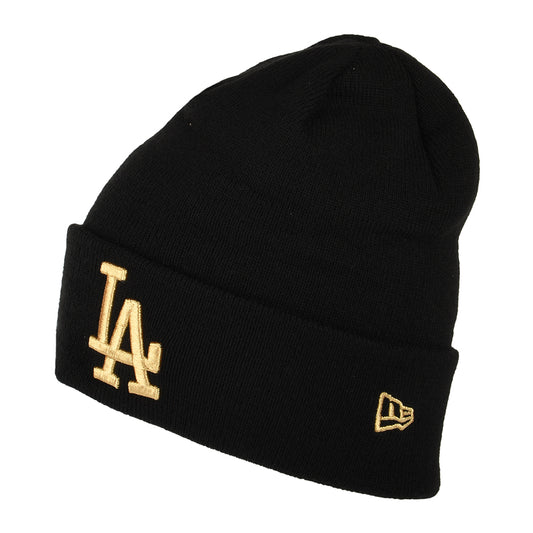 New Era L.A. Dodgers Cuffed Beanie Hat - MLB Metallic - Black-Gold