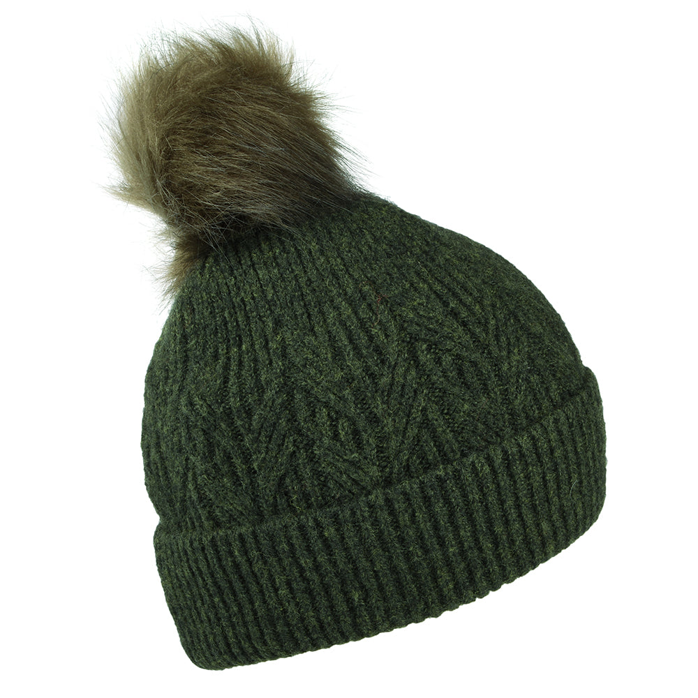 Failsworth Hats Alice Faux Fur Pom Bobble Hat - Olive