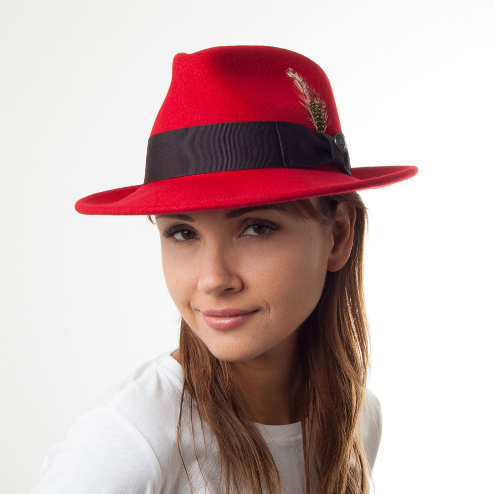 Jaxon & James Pachuco Crushable C-Crown Fedora Red Wholesale Pack