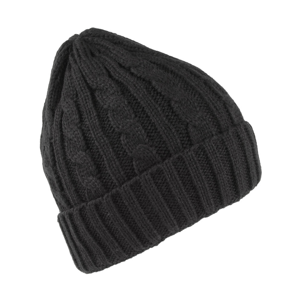 Jaxon & James Cable Knit Beanie Hat Black Wholesale Pack