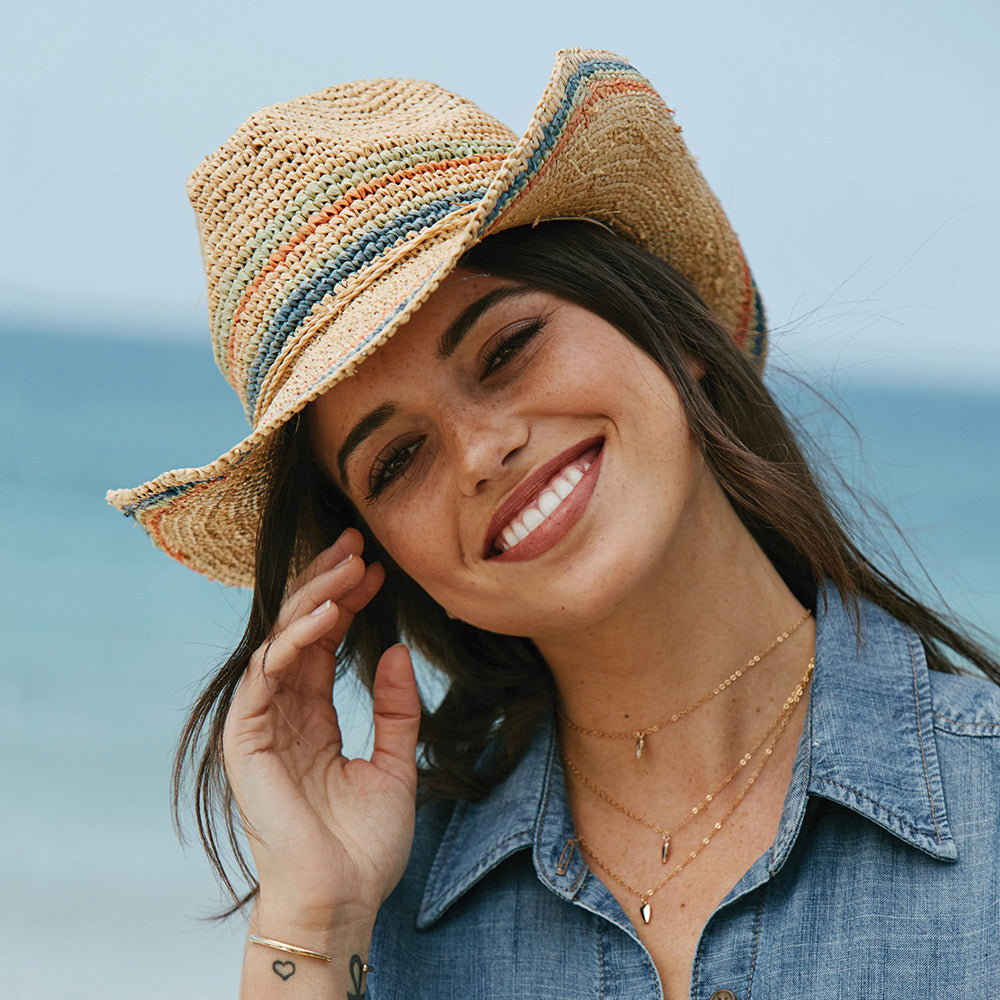 Scala Hats Trezza Crocheted Raffia Cowboy Hat - Light Natural