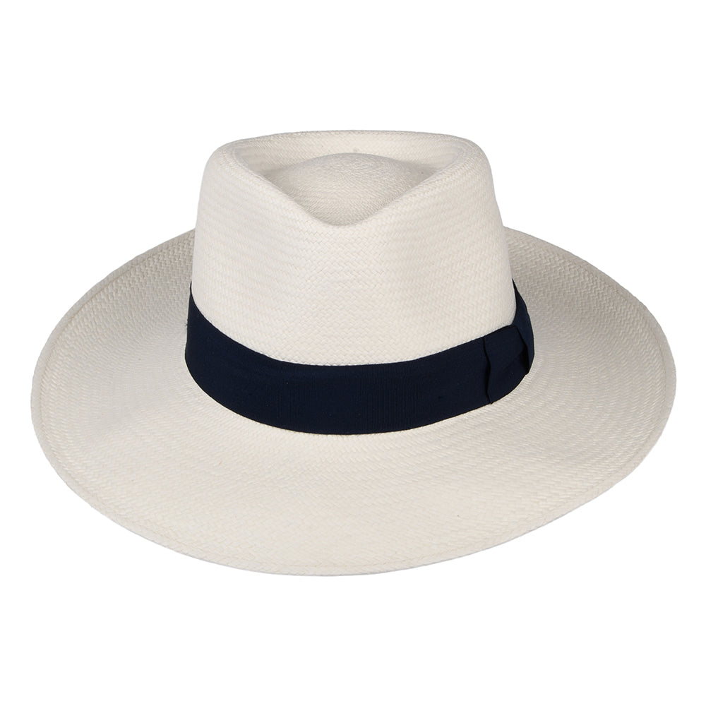 Failsworth Hats Chatsworth Panama Fedora Hat - Bleach-Navy