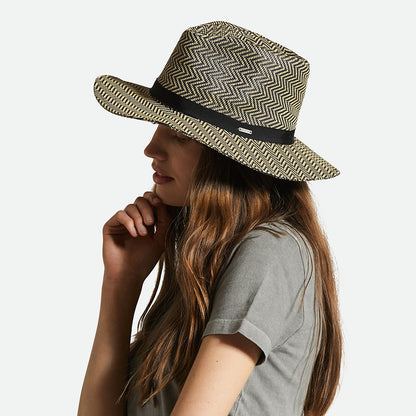 Brixton Hats Carolina Packable Toyo Straw Fedora Hat - Black-Natural