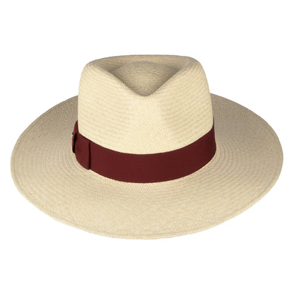 Failsworth Hats Chatsworth Panama Fedora Hat - Natural-Burgundy