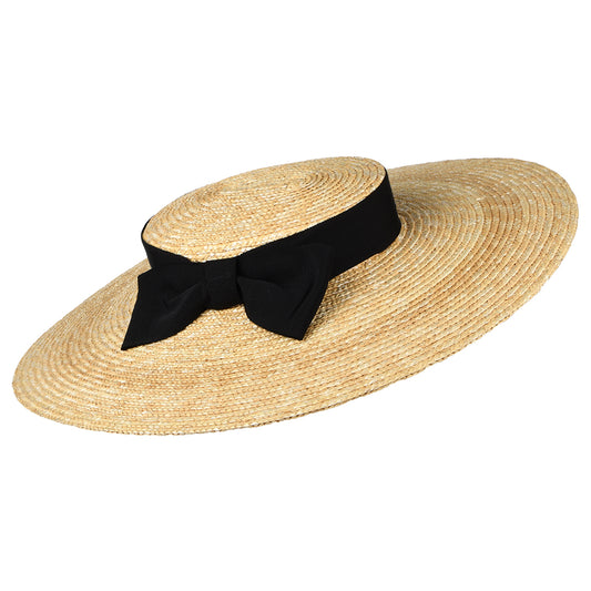Failsworth Hats Pearl Straw Boater Hat - Natural-Black