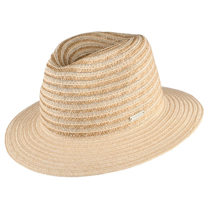 Seeberger Hats Striped Straw Fedora Hat - Natural-Sand