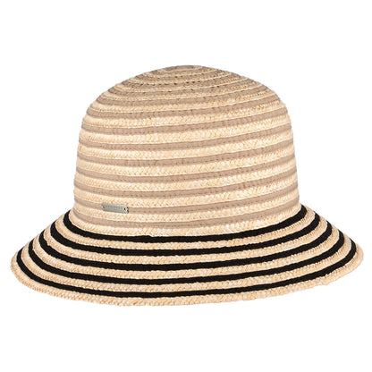 Seeberger Hats Striped Straw Cloche - Natural-Black