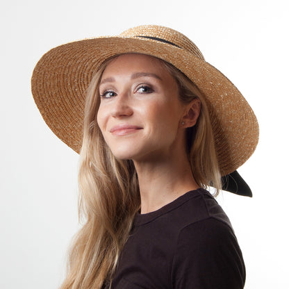 sur la tête Milan II Straw Boater Sun Hat - Natural