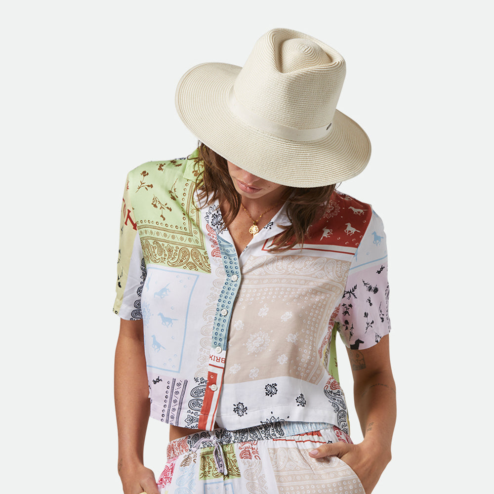 Brixton Hats Carolina Packable Toyo Straw Fedora Hat - Cream