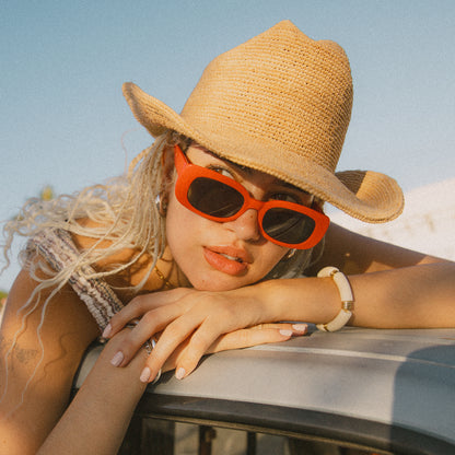 Brixton Hats Odessa Crocheted Raffia Straw Cowboy Hat - Tan
