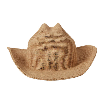 Brixton Hats Odessa Crocheted Raffia Straw Cowboy Hat - Tan