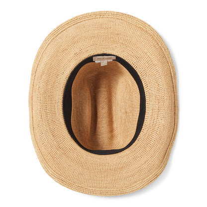 Brixton Hats Odessa Crocheted Raffia Straw Cowboy Hat - Tan-Blue