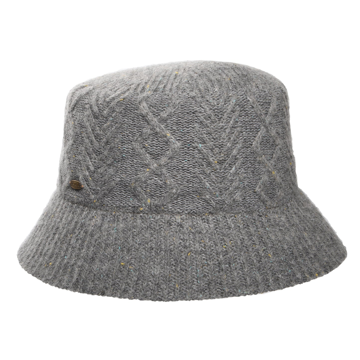 Scala Hats Cable Knit Wool Blend Bucket Hat - Grey