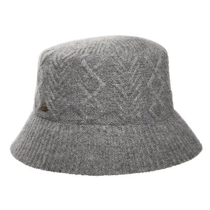 Scala Hats Cable Knit Wool Blend Bucket Hat - Grey
