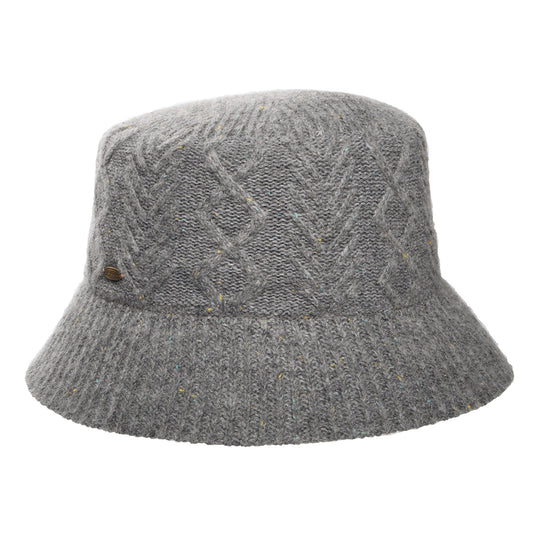 Scala Hats Cable Knit Wool Blend Bucket Hat - Grey