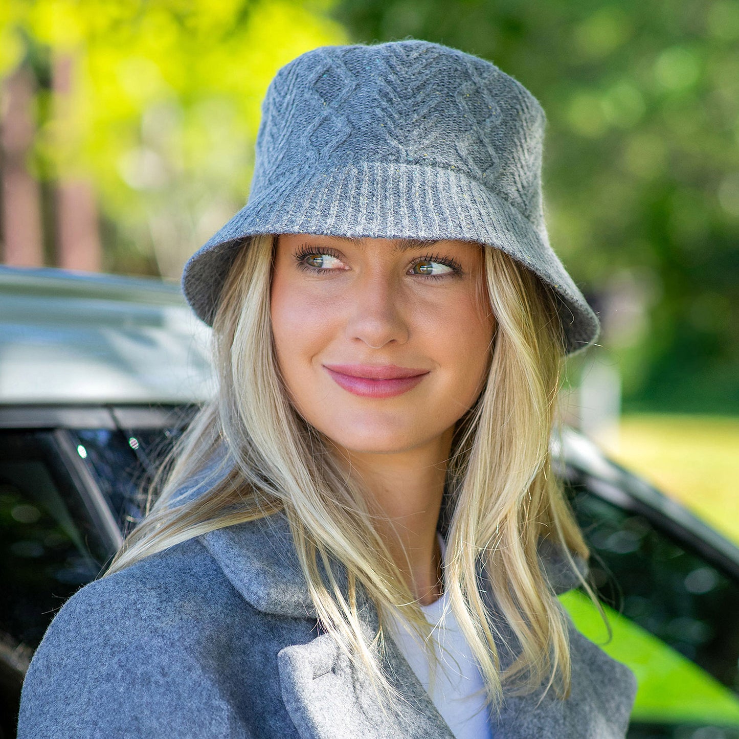 Scala Hats Cable Knit Wool Blend Bucket Hat - Grey