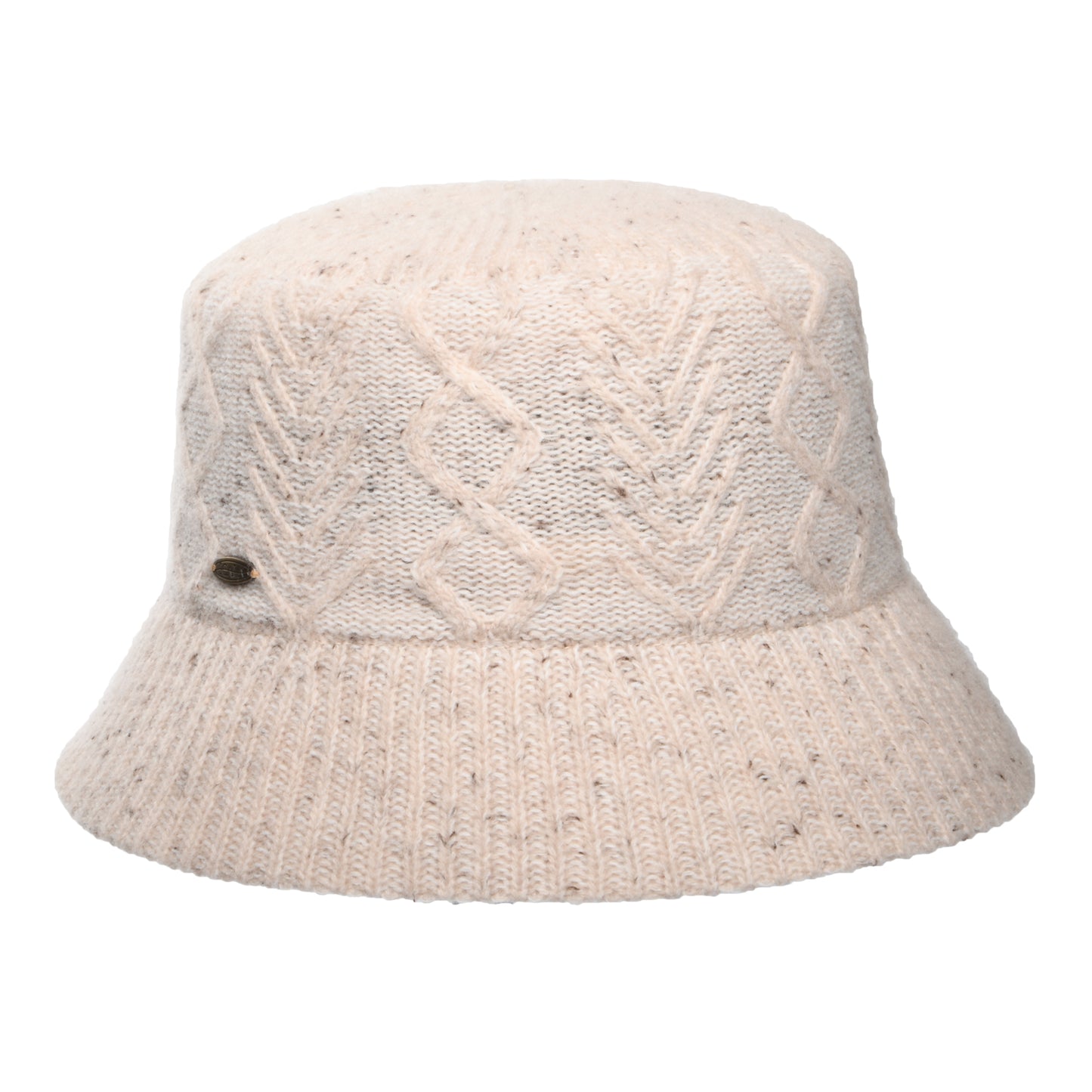Scala Hats Cable Knit Wool Blend Bucket Hat - Oatmeal