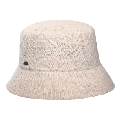 Scala Hats Cable Knit Wool Blend Bucket Hat - Oatmeal