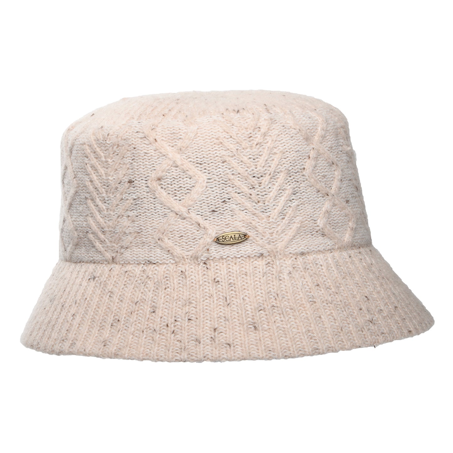 Scala Hats Cable Knit Wool Blend Bucket Hat - Oatmeal