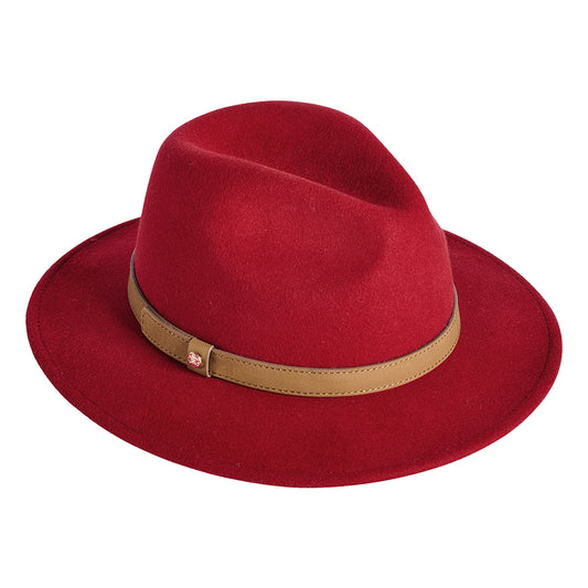 Failsworth Hats Classic Showerproof Wool Felt Fedora Hat - Deep Red
