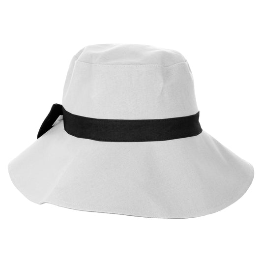 Scala Hats Merrit Reversible Sun Hat with Ponytail Opening - White-Black