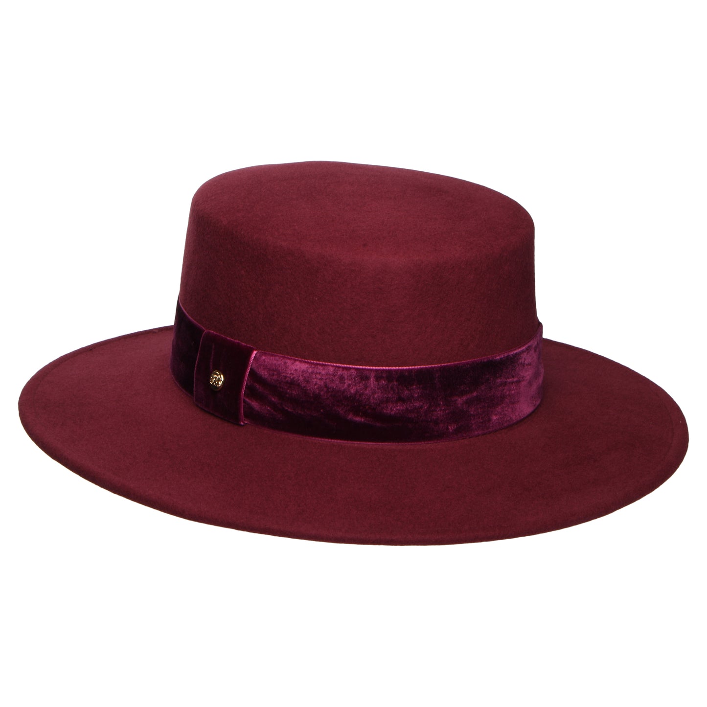 Failsworth Hats Showerproof Wool Felt Boater Hat With Velvet Band - Burgundy